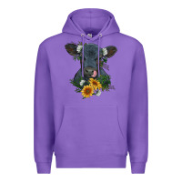 Purple baby cow black angus calf with flowers Premium Hoodie - RanaPortraitStore