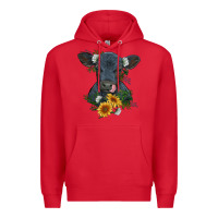 Red baby cow black angus calf with flowers Premium Hoodie - RanaPortraitStore