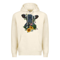 Tofu baby cow black angus calf with flowers Premium Hoodie - RanaPortraitStore