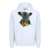 White baby cow black angus calf with flowers Premium Hoodie - RanaPortraitStore