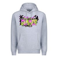 Heather Grey hot girl summer with palms Premium Hoodie - texasbilliewilder
