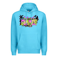 Ocean Blue hot girl summer with palms Premium Hoodie - texasbilliewilder
