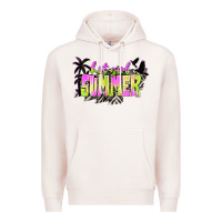 Pale Pink hot girl summer with palms Premium Hoodie - texasbilliewilder