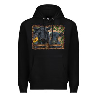 Black western black angus cattle and calf with leopard Premium Hoodie - RanaPortraitStore