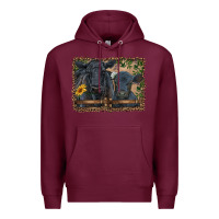 Burgundy western black angus cattle and calf with leopard Premium Hoodie - RanaPortraitStore