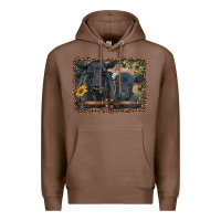 Chestnut western black angus cattle and calf with leopard Premium Hoodie - RanaPortraitStore