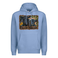Colony Blue western black angus cattle and calf with leopard Premium Hoodie - RanaPortraitStore