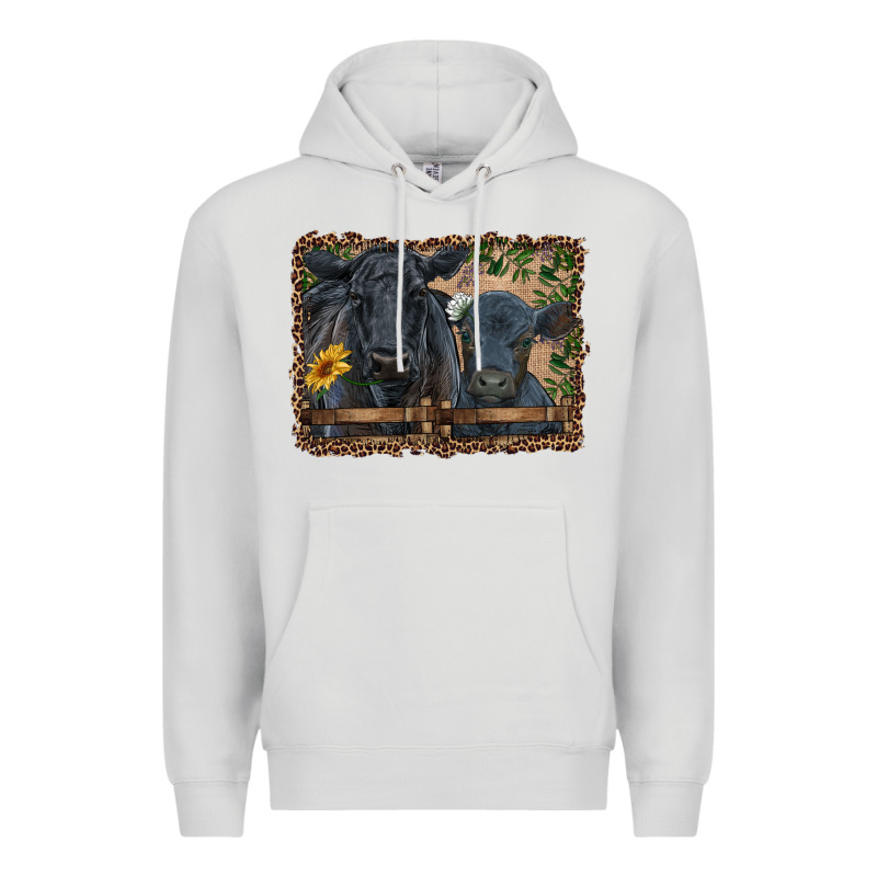 Western Black Angus Cattle And Calf With Leopard Premium Hoodie by RanaPortraitStore | Teevron