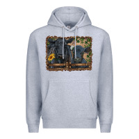 Heather Grey western black angus cattle and calf with leopard Premium Hoodie - RanaPortraitStore