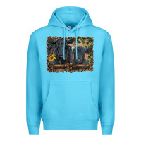 Ocean Blue western black angus cattle and calf with leopard Premium Hoodie - RanaPortraitStore