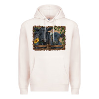 Pale Pink western black angus cattle and calf with leopard Premium Hoodie - RanaPortraitStore