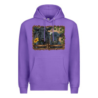Purple western black angus cattle and calf with leopard Premium Hoodie - RanaPortraitStore