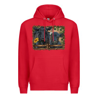 Red western black angus cattle and calf with leopard Premium Hoodie - RanaPortraitStore