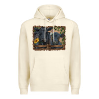Sandshell western black angus cattle and calf with leopard Premium Hoodie - RanaPortraitStore