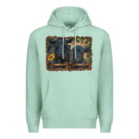 Seafoam western black angus cattle and calf with leopard Premium Hoodie - RanaPortraitStore