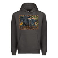 Smoke western black angus cattle and calf with leopard Premium Hoodie - RanaPortraitStore