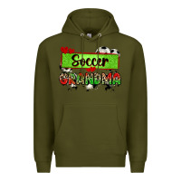 Army Green soccer grandma with leopard Premium Hoodie - Zillion Design Studio