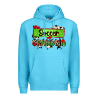 Ocean Blue soccer grandma with leopard Premium Hoodie - Zillion Design Studio