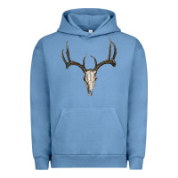 Pigment Pebble Blue deer skull Urban Hoodie - RanaPortraitStore