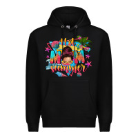 Black hot mom summer with messy bun Premium Hoodie - texasbilliewilder