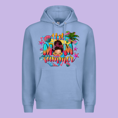 Hot Mom Summer With Messy Bun Premium Hoodie Designed By Texasbilliewilder