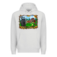 Dove Grey western barnyard black angus cattle longhorn rooster and chicks Premium Hoodie - RanaPortraitStore
