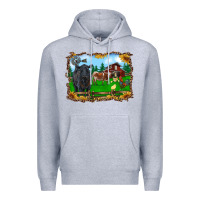 Heather Grey western barnyard black angus cattle longhorn rooster and chicks Premium Hoodie - RanaPortraitStore