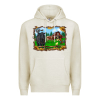 Oatmeal Heather western barnyard black angus cattle longhorn rooster and chicks Premium Hoodie - RanaPortraitStore