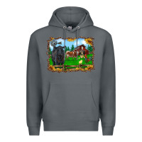 Rock western barnyard black angus cattle longhorn rooster and chicks Premium Hoodie - RanaPortraitStore