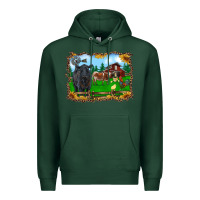 Sports Green western barnyard black angus cattle longhorn rooster and chicks Premium Hoodie - RanaPortraitStore