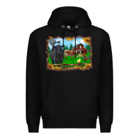 Black western barnyard black angus cattle longhorn rooster and chicks Premium Hoodie - RanaPortraitStore