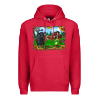Western Barnyard Black Angus Cattle Longhorn Rooster And Chicks Premium Hoodie | Teevron