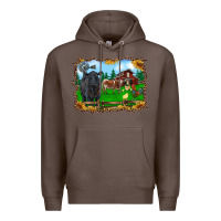 Coffee western barnyard black angus cattle longhorn rooster and chicks Premium Hoodie - RanaPortraitStore