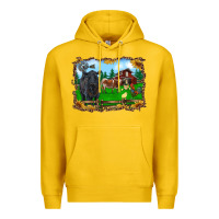 Lemon western barnyard black angus cattle longhorn rooster and chicks Premium Hoodie - RanaPortraitStore