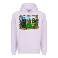 Lilac western barnyard black angus cattle longhorn rooster and chicks Premium Hoodie - RanaPortraitStore