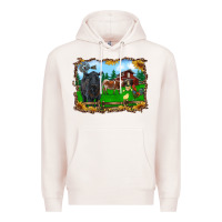 Pale Pink western barnyard black angus cattle longhorn rooster and chicks Premium Hoodie - RanaPortraitStore