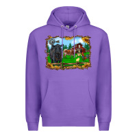 Purple western barnyard black angus cattle longhorn rooster and chicks Premium Hoodie - RanaPortraitStore