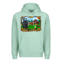 Seafoam western barnyard black angus cattle longhorn rooster and chicks Premium Hoodie - RanaPortraitStore