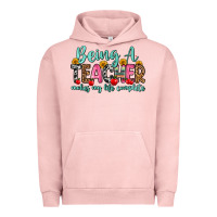 Pigment Salmon being a teacher makes my life complete Urban Hoodie - Zillion Design Studio