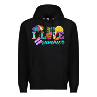 Black i love summer Premium Hoodie - texasbilliewilder