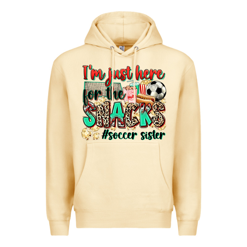 I'm Just Here For The Snacks #soccer Sister Premium Hoodie by Zillion Design Studio | Teevron