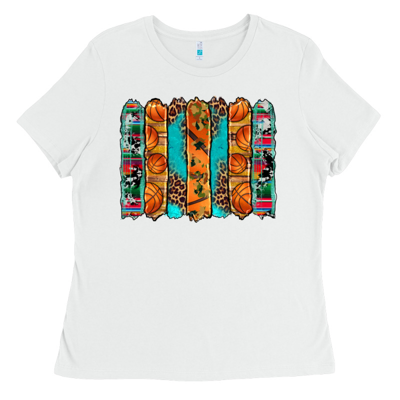 Basketball Serape Cowhide Turquoise Leopard Glitter  Brushstrokes Ladies Tee by Artiststas | Teevron