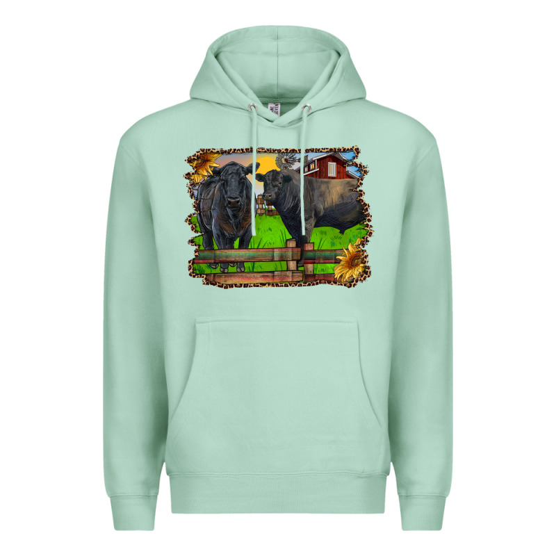 Black Angus Cattle And Bull In Barnyard Premium Hoodie by RanaPortraitStore | Teevron