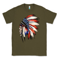 Army Green 4th of July Indian Headdress Gypsy Spirit Skull Classic Tee - Jasminsmagicworld