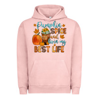 Pigment Salmon pumpkin spice and livin  my best life Urban Hoodie - Zillion Design Studio