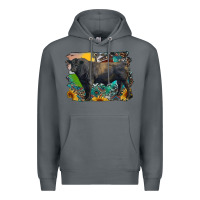 Rock black angus bull with aztec and farm background Premium Hoodie - RanaPortraitStore