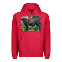 Cardinal black angus bull with aztec and farm background Premium Hoodie - RanaPortraitStore