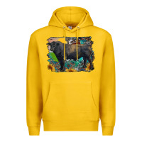 Lemon black angus bull with aztec and farm background Premium Hoodie - RanaPortraitStore