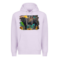 Lilac black angus bull with aztec and farm background Premium Hoodie - RanaPortraitStore