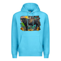 Ocean Blue black angus bull with aztec and farm background Premium Hoodie - RanaPortraitStore